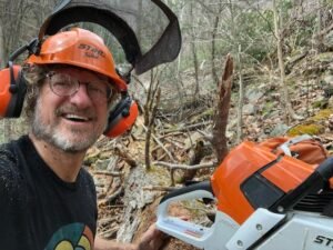 trail building with a chainsaw