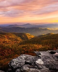 blue ridge mountains hiking at sunset