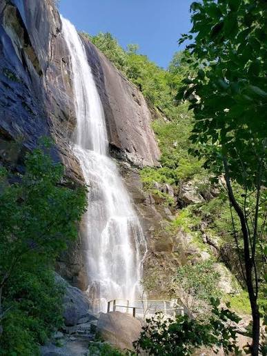 Hickory Nut Falls Chimney Rock State Park NC Last of the Mohicans filming location best waterfalls North Carolina