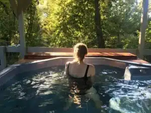 soaking tub at Hot Springs NC mineral springs resort on the French Broad River