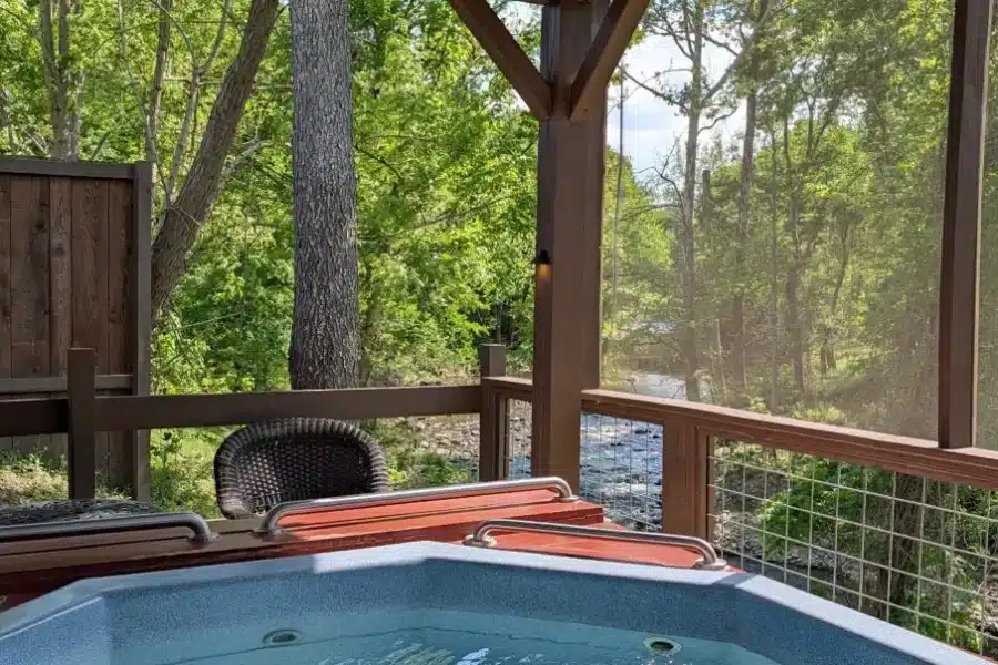 Hot Springs Resort and Spa NC mineral soaking tubs along Spring Creek with mountain views