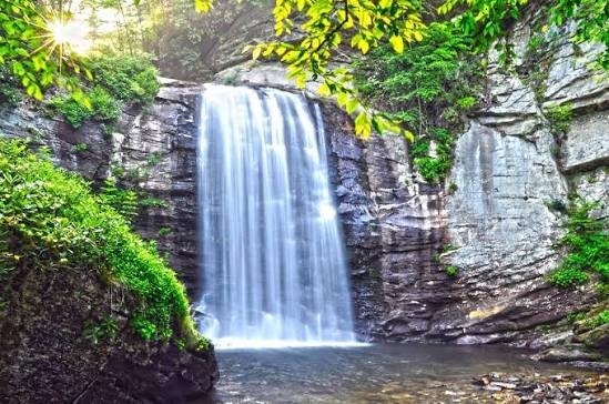 Pisgah National Forest waterfalls Looking Glass Falls US 276 Forest Heritage Scenic Byway Brevard NC
