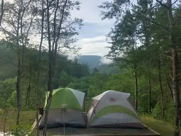 Paint Rock Farm glamping cabins on the French Broad River near Hot Springs NC