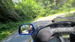 The Rattler NC 209 motorcycle route northern terminus at Hot Springs NC