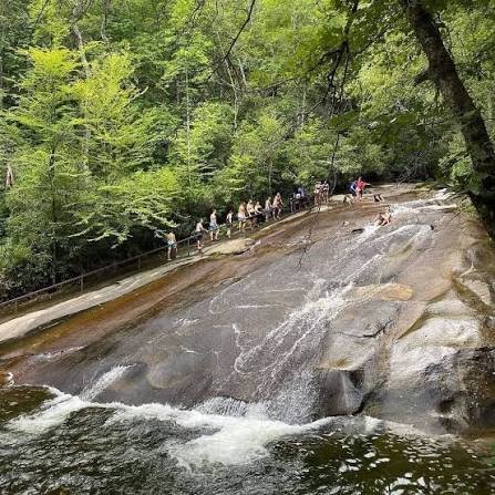 Sliding Rock natural waterslide Pisgah National Forest Brevard NC best waterfalls NC